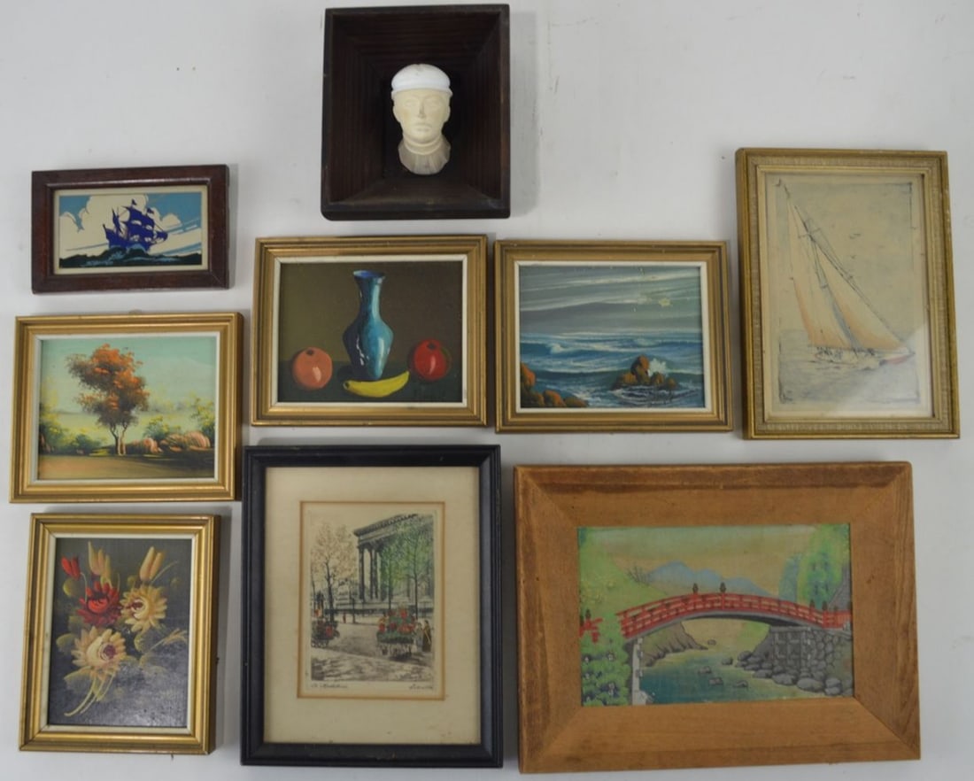 GROUP OF 9 MINIATURE PAINTINGS / ARTWORKS (1 of 6)