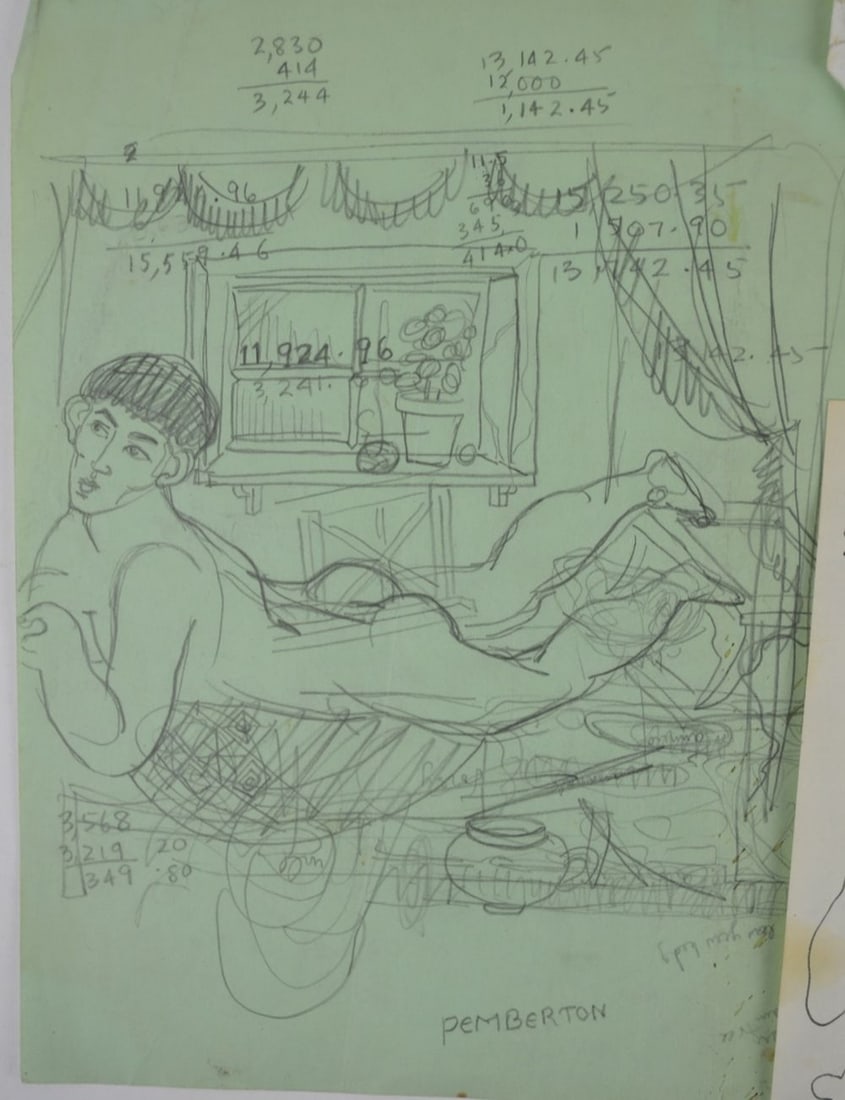 6 PEMBERTON DRAWING SKETCHES SIGNED (1 of 8)