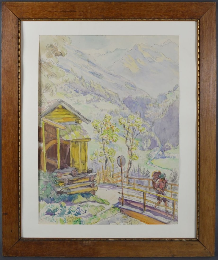 GEORG PEVETS MOUNTAIN LANDSCAPE PAINTING SIGNED (1 of 6)