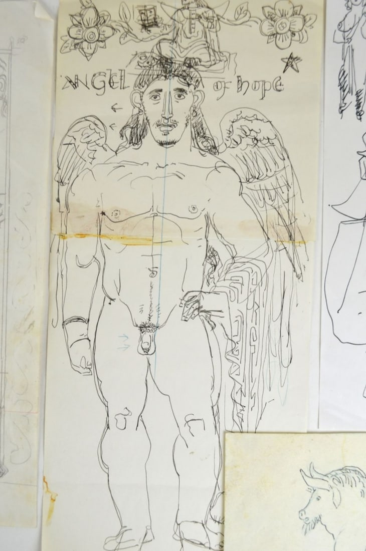 5 PEMBERTON DRAWING SKETCHES SIGNED (1 of 6)