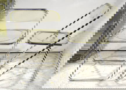 SET 9 ANONIMA CASTELLI PLIA FOLDING CHAIRS LUCITE: SET OF 9 - PLIA ANONIMA CASTELLI Folding Lucite Chairs. Signed/Marked. Dimensions: Height: 29.5 inches, Width: 18.5 inches, Depth: 19 inches. - Seat Height: 17.5 inches