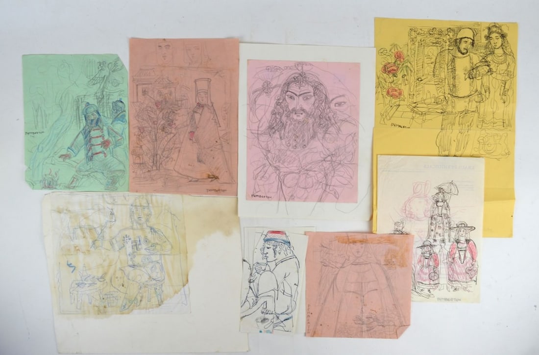 8 PEMBERTON DRAWINGS SKETCHES SIGNED (1 of 7)