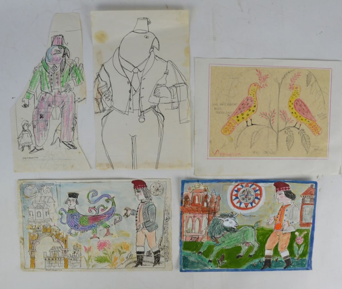 5 PEMBERTON DRAWINGS SKETCHES SIGNED (1 of 7)