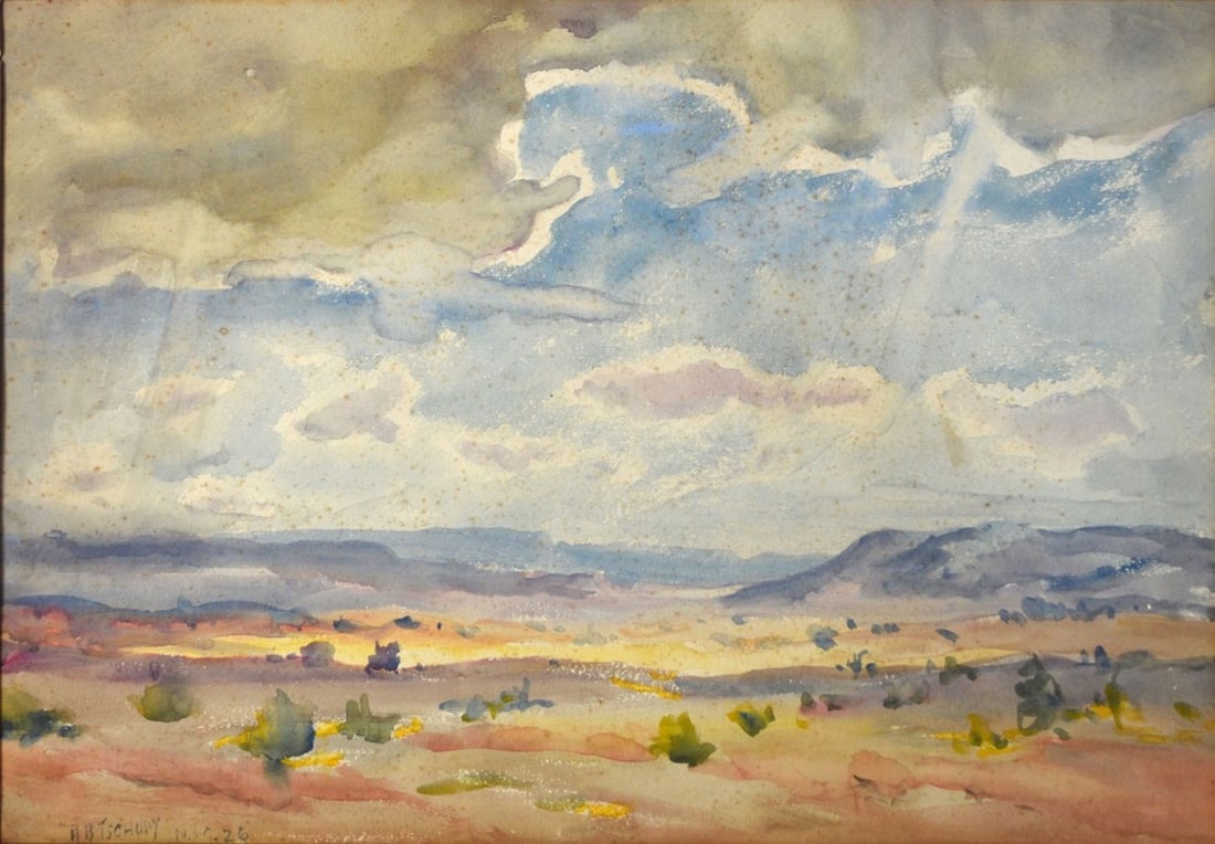 HERBERT TSCHUDY WESTERN LANDSCAPE PAINTING SIGNED (1 of 6)