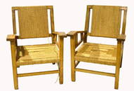 PAIR FRANCIS JOURDAIN C. 1925 SEAGRASS CHAIRS