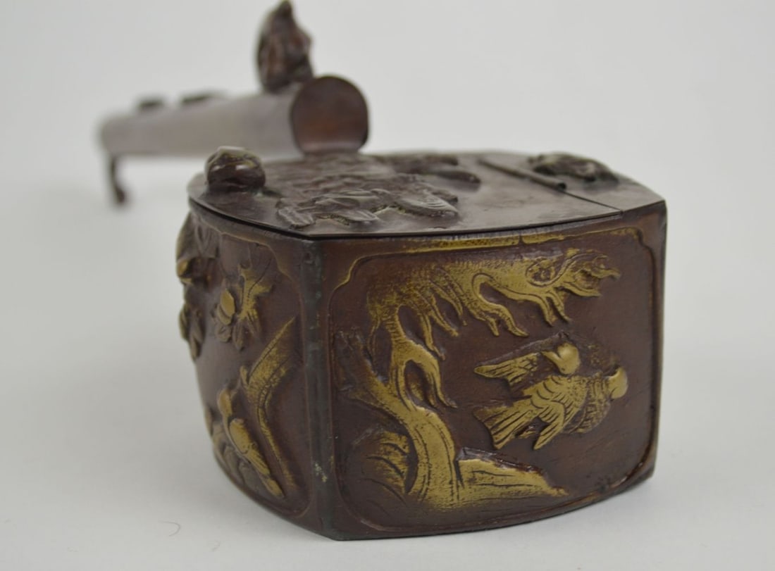 ANTIQUE JAPANESE BRUSH / INK POT YATATE MEIJI ERA (1 of 6)