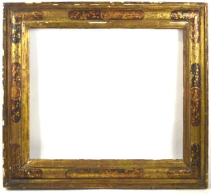 ANTIQUE CARVED GILT SCRAFFITO PAINTING FRAME
