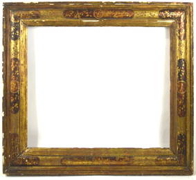 ANTIQUE CARVED GILT SCRAFFITO PAINTING FRAME