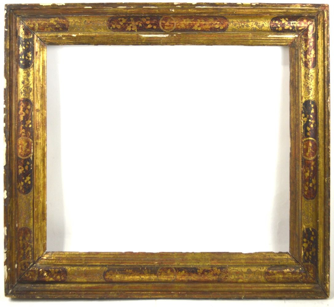 ANTIQUE CARVED GILT SCRAFFITO PAINTING FRAME