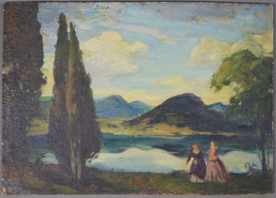 ANTIQUE AMERICAN LANDSCAPE PAINTING SIGNED