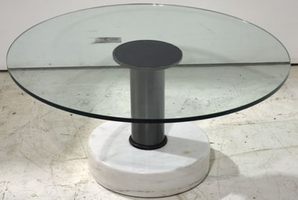 GIOTTO STOPPINO ATTR. MARBLE STEEL & GLASS TABLE