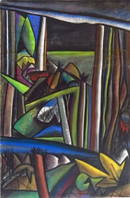 GEOMETRIC ABSTRACT PAINTING SIGNED