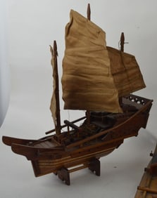 3 VINTAGE MODEL SAIL BOATS INC CHINESE JUNK
