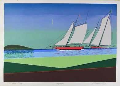 OCEAN SAILING ART PRINT SIGNED