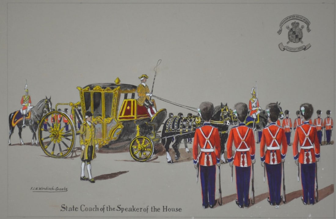 ROYAL PROCESSION PAINTING SIGNED (1 of 6)