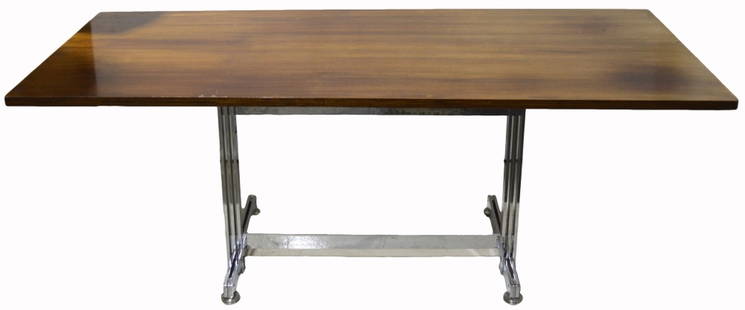 JULES WABBES CINTREE DESK: Jules Wabbes (Belgium 1919-1974), â€œCintreeâ€ Desk. Desk was produced circa 1960's by Le Mobilier Universel Belgium. This is a rare, beautiful, and one of the best "l