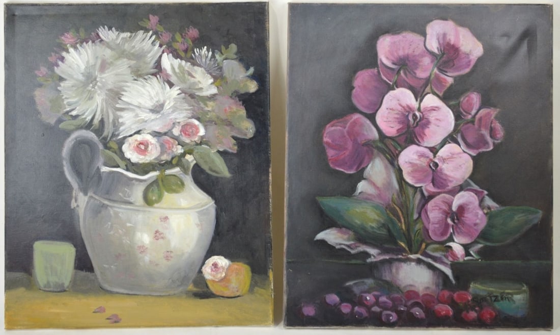 2 STILL LIFE PAINTINGS SIGNED (1 of 5)