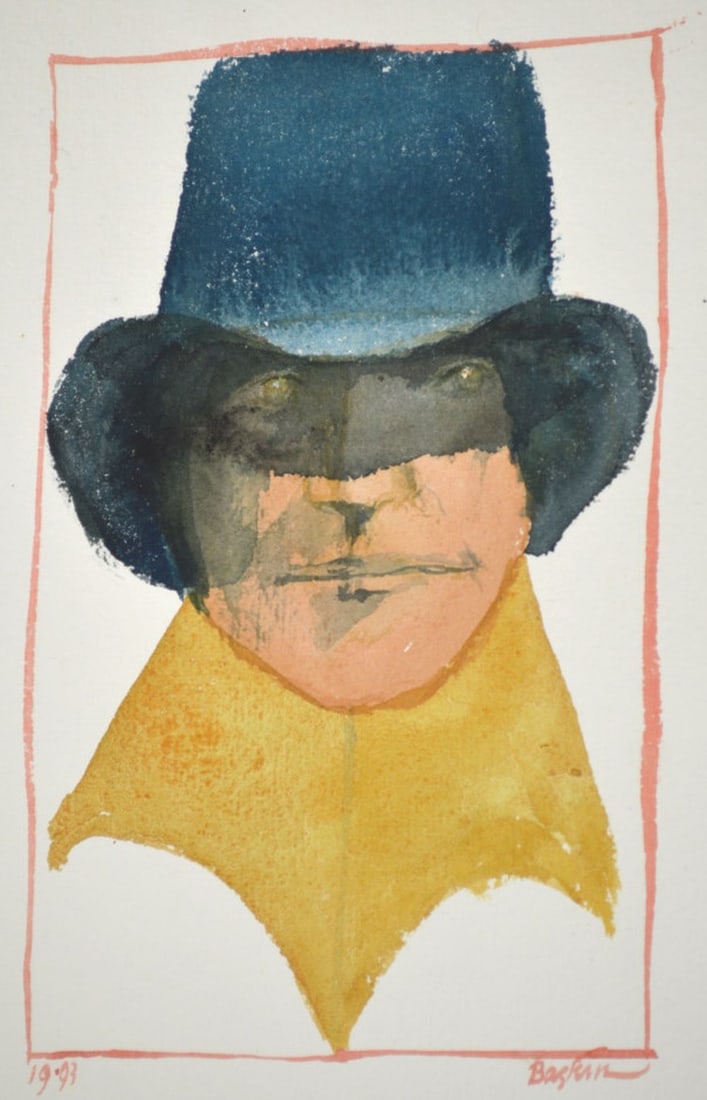 IMPORTANT LEONARD BASKIN ORIGINAL PAINTING SIGNED (1 of 6)