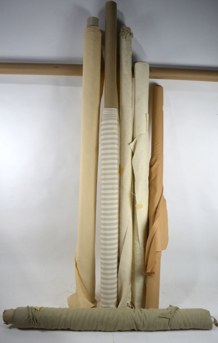 LOT OF FINE FABRIC BOLTS: Group of fabric bolts consisting of cotton based patterned fabrics. Length Varies - see Photos
