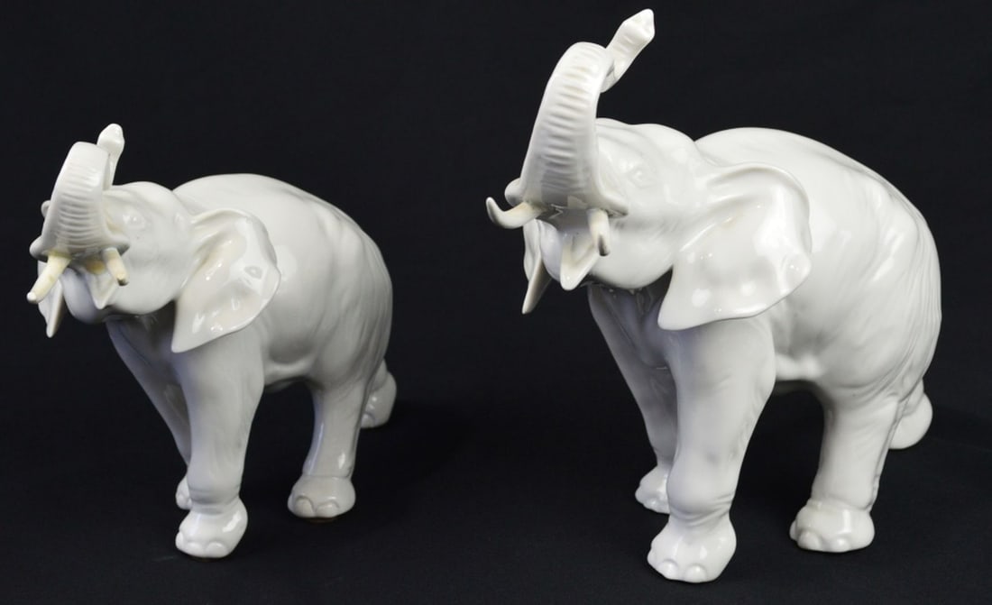 PAIR ROYAL DUX PORCELAIN ELEPHANTS (1 of 7)