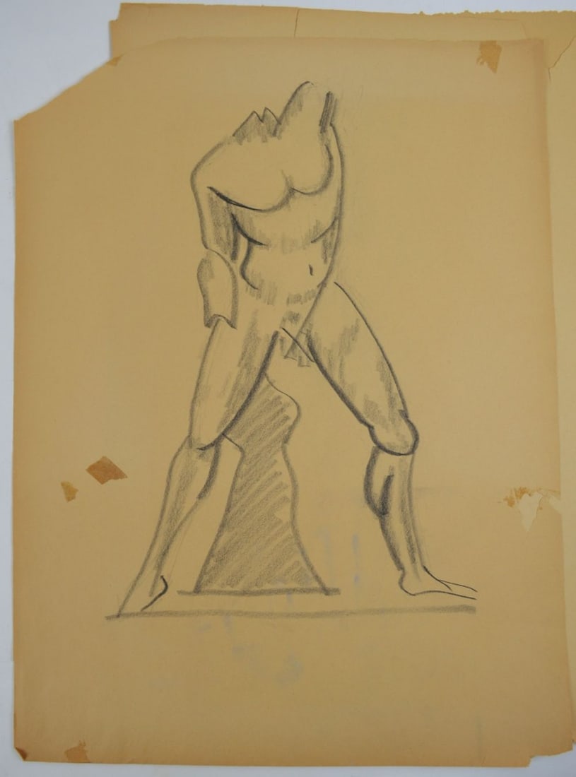 GROUP OF MALE NUDE SKETCHES: A grouping of male figural sketches. The works are graphite on paper. Measures: 24" x 18"