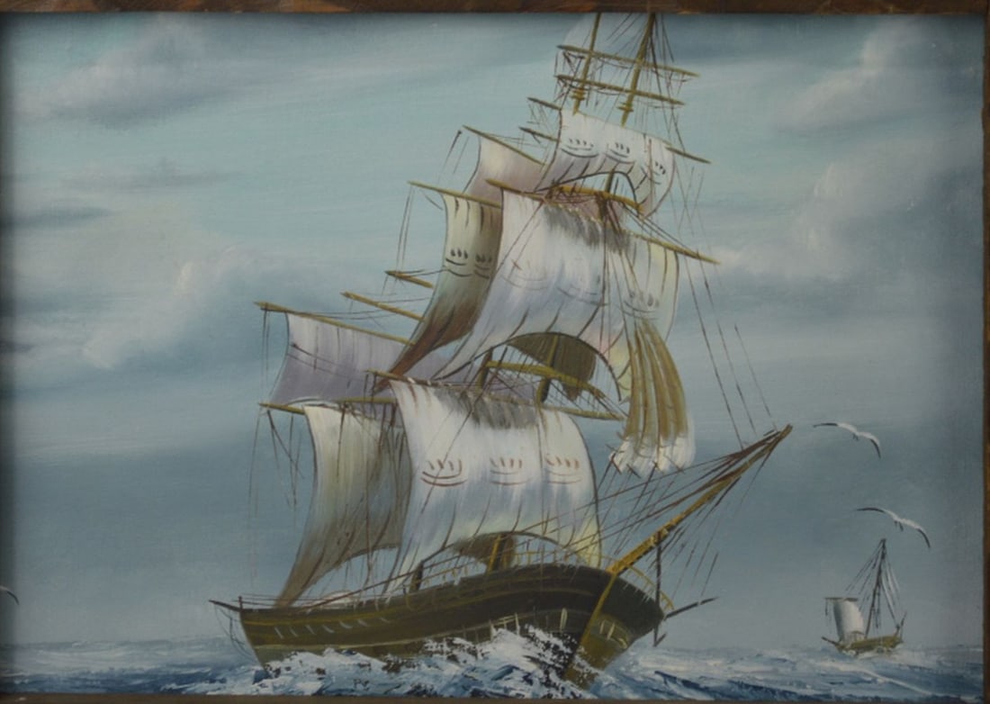 2 VINTAGE SAILING PAINTINGS (1 of 4)