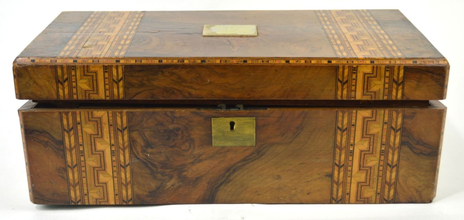 FINE ANTIQUE BANDED INLAID  LAP DESK (1 of 6)