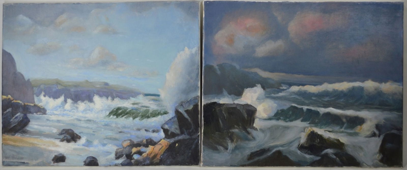 2 AMERICAN SCHOOL SEASCAPE PAINTINGS (1 of 5)