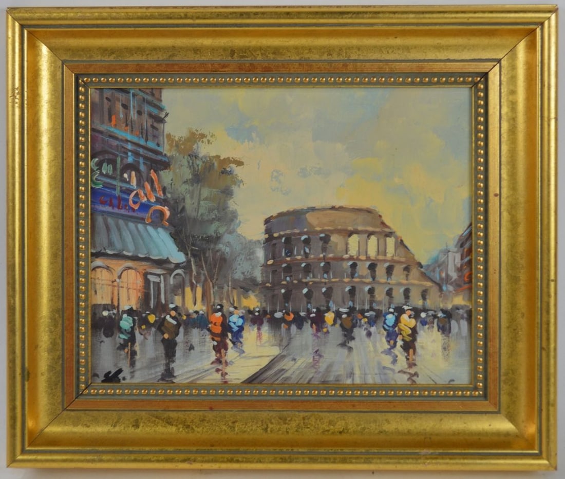 ITALIAN ROMAN STREET SCENE PAINTING FRAMED (1 of 5)