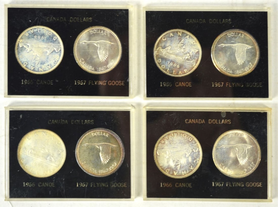 8 CANADA  SILVER DOLLAR COINS 1966 / 67 SLAB SETS (1 of 5)