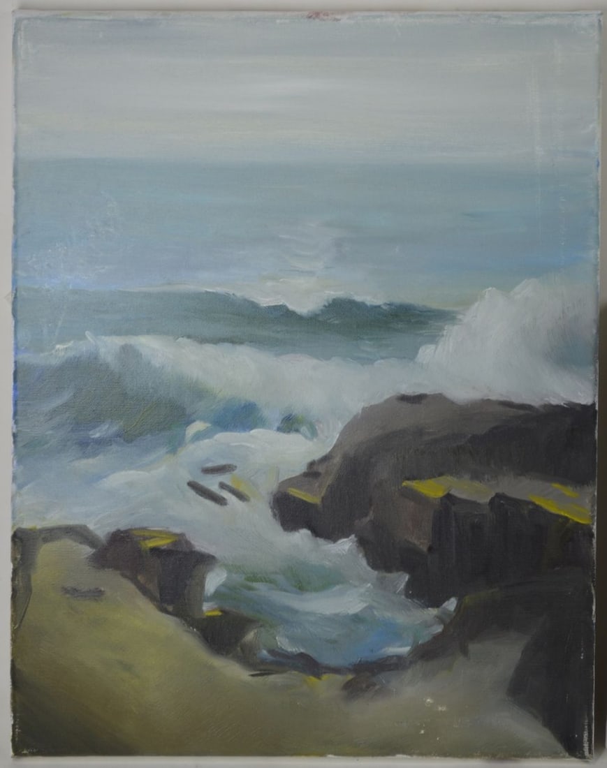 2 MODERN SEASCAPE PAINTINGS 1 SIGNED (1 of 5)