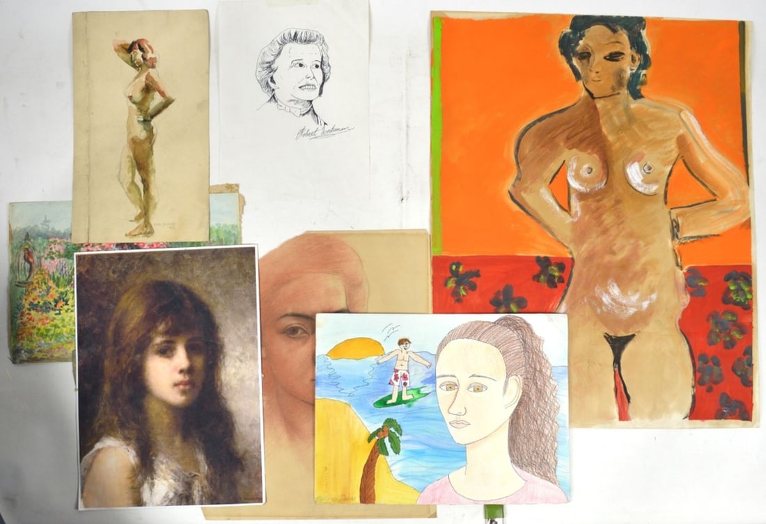 ART LOT WOMEN INC DRAWINGS PAINTINGS NUDES (1 of 5)