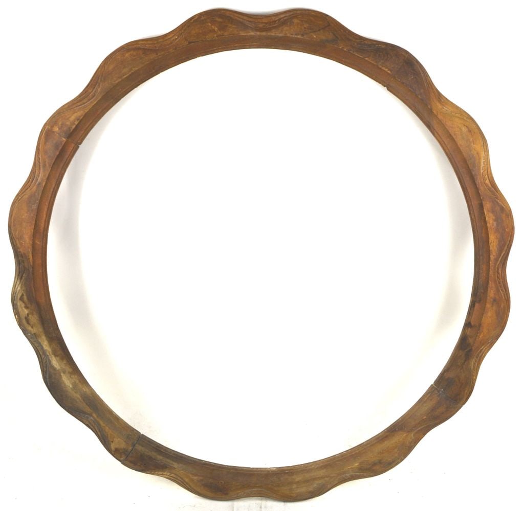 ANTIQUE CARVED PORTHOLE / ROUND FRAME (1 of 4)
