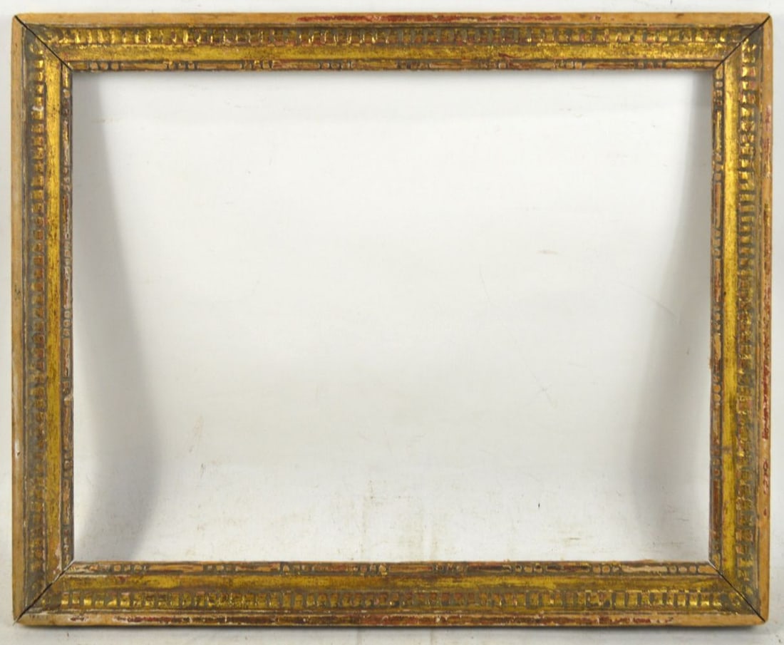 LOUIS XVI CARVED & GILT FRAME: A Louis XVI carved and gilt frame. 20th C. Measures: 16 7/8" x 21 1/8" Rabbet: 14 1/4" x 18 1/2"