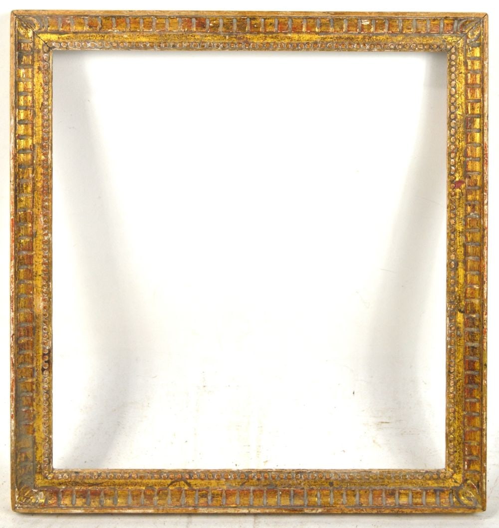 LOUIS XVI CARVED GILT FRAME: A Louis XVI carved and gilt frame. Measures: 14 1/2" x 15 3/8" Rabbet: 12 5/8" x 13 1/2"