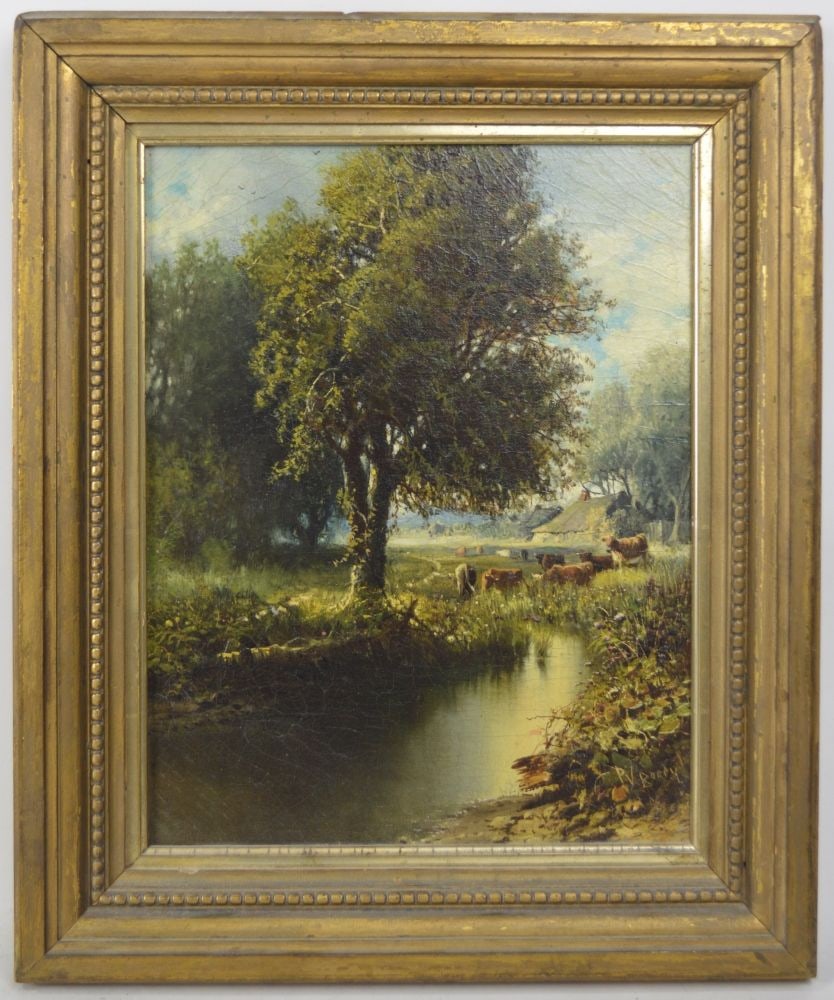 19TH C LANDSCAPE PAINTING FRAMED SIGNED (1 of 6)