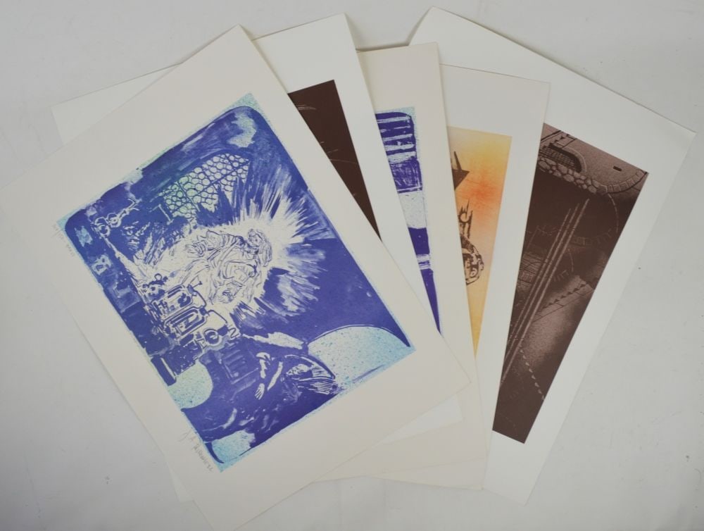 LOT 5 SIGNED ETCHINGS: 5 Original etchings. Signed and #'d, in pencil. On Arches watermarked, paper. Measures: H 26" x W 19 1/2"