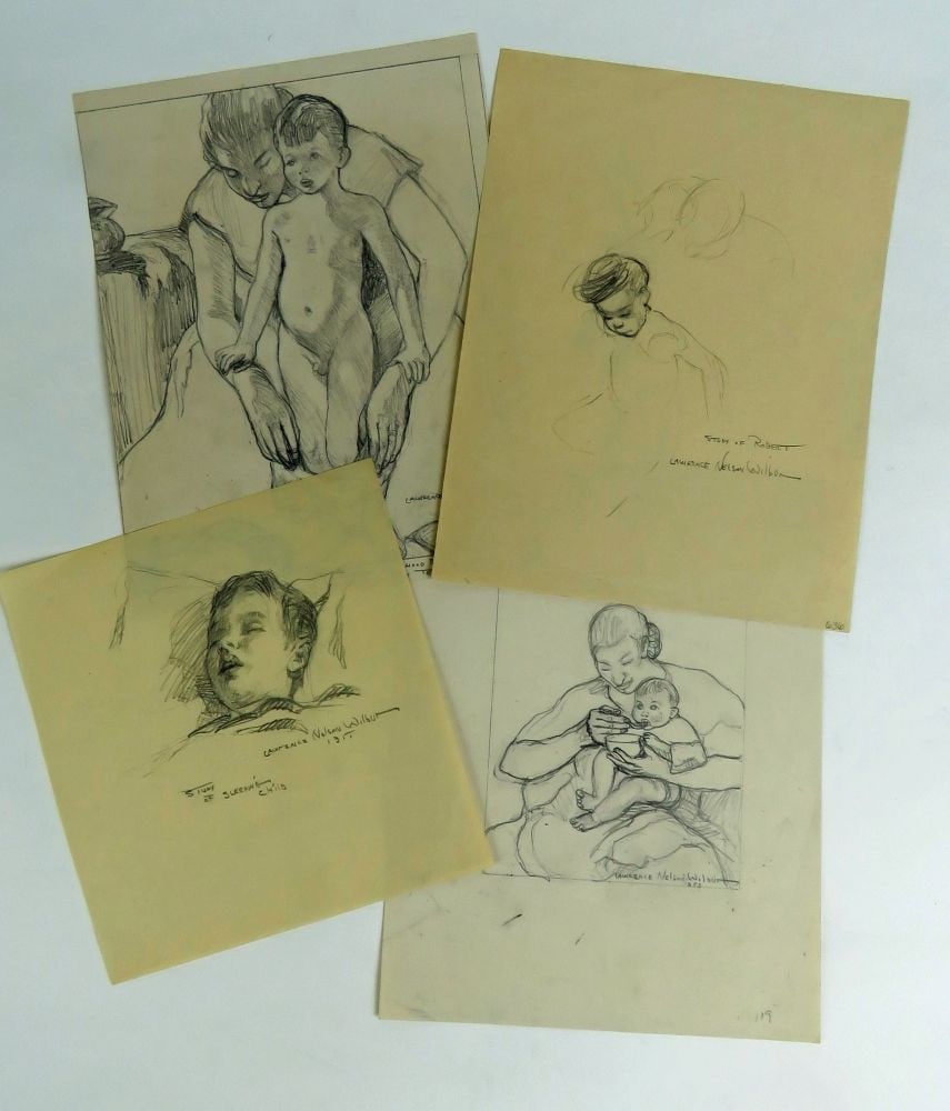 LAWRENCE WILBUR 4 SIGNED DRAWINGS (1 of 11)