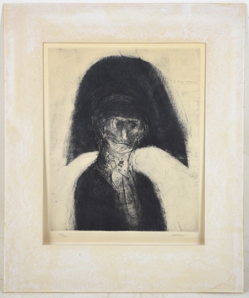 ROBERT MARX MAN IN BLACK HAT ETCHING SIGNED (1 of 6)