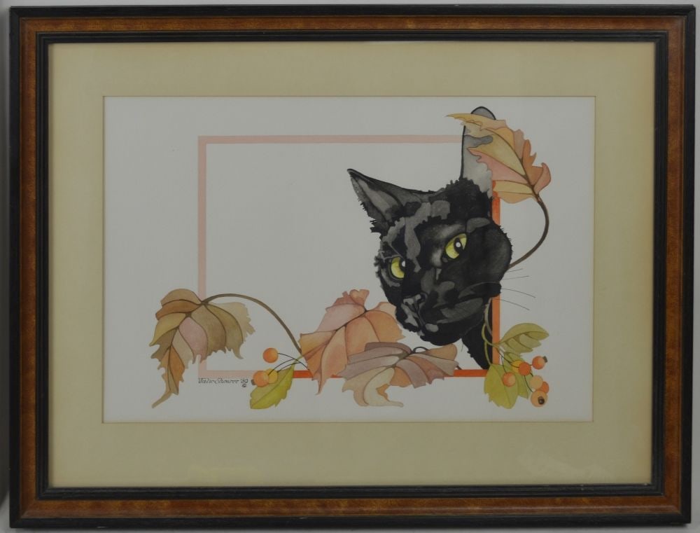 JULIE SHEARER CAT PAINTING FRAMED (1 of 5)