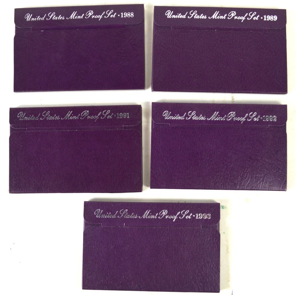 LOT 5 US MINT PROOF SETS 1988-1993 (1 of 5)
