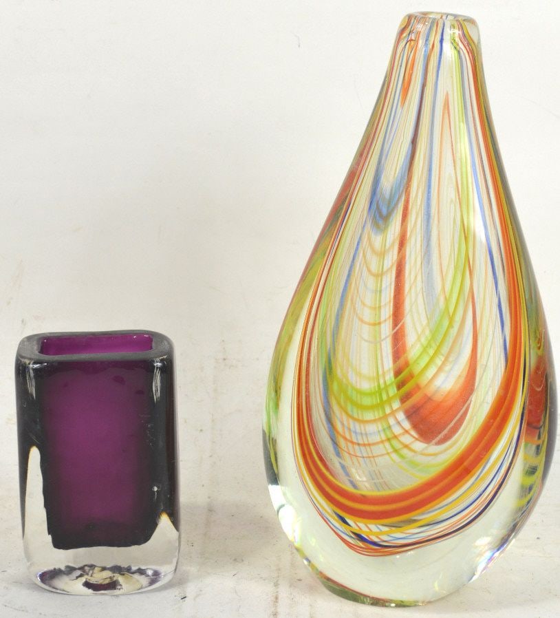 2 PIECES MODERN  ART GLASS 1 SIGNED (1 of 5)