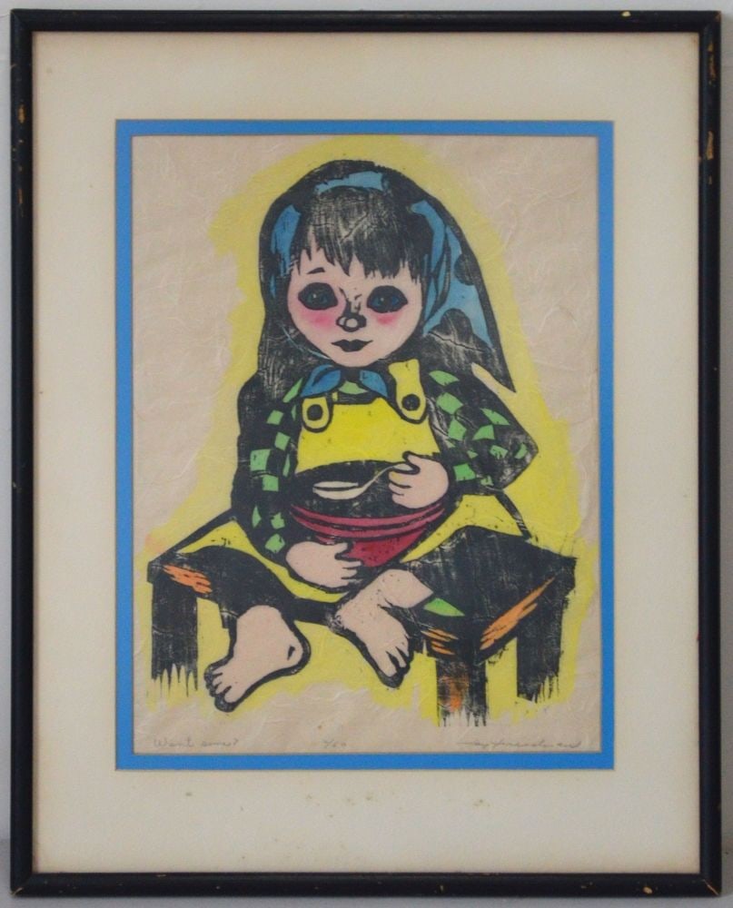 SOSAKU HANGA WOODCUT SIGNED: Sosaku-Hanga style woodcut / woodblock print on rice paper. Good color impression. The work is titled, signed, and numbered, from an edition of 50. Measures: H 20 3/4" x W 16 3/4" Sight: 15 1/4" x 11 