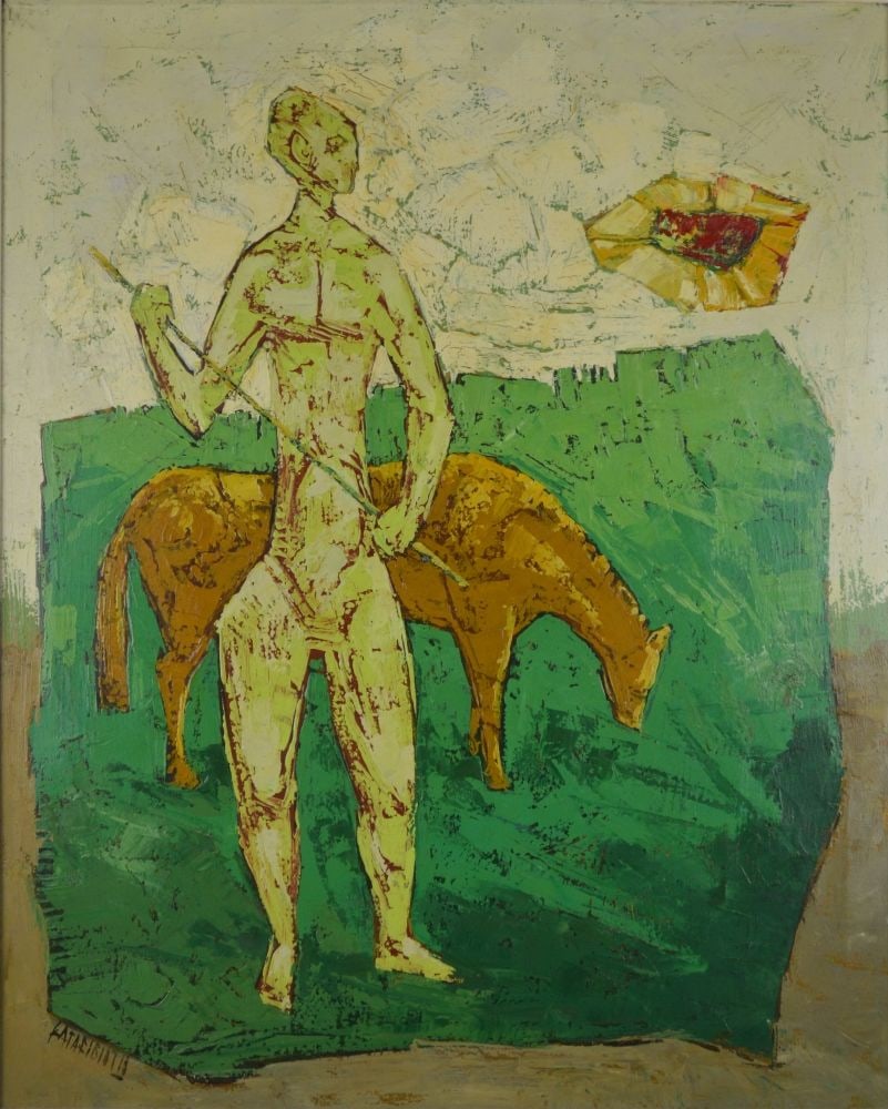 MENELAOS KATAFIGIOTIS MODERN GREEK PAINTING SIGNED (1 of 4)