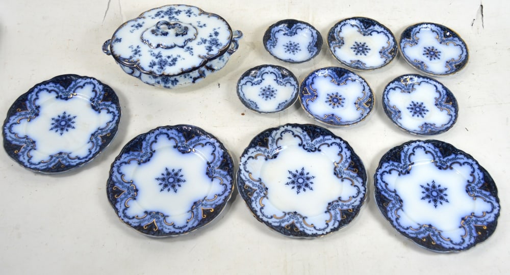 MEAKINS & RIDGWAYS FLOW BLUE SERVING PIECES (1 of 7)