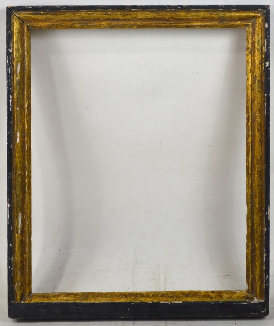 GILTWOOD TABERNACLE FRAME: A giltwood and ebonized outer edge tabernacle / icon frame. Well made and simple design based on the Italian antique by Heydenryk. Measures: 19 1/2" x 16 3/8" Rabbet: 17 1/2" x 14 1/4"