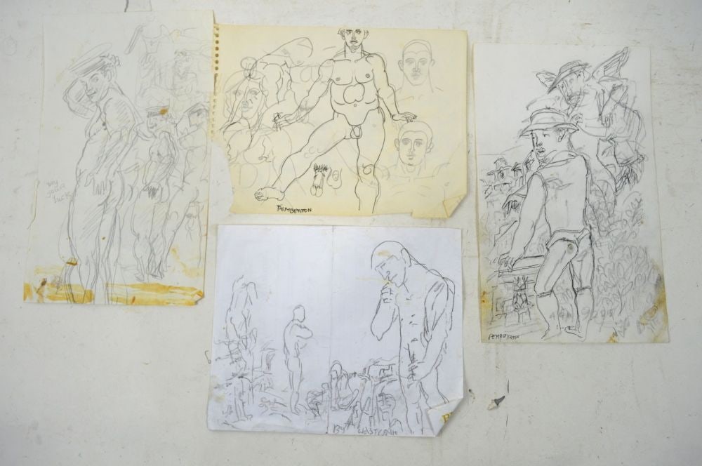 4 PEMBERTON HOMOEROTIC DRAWINGS SOME SIGNED (1 of 6)
