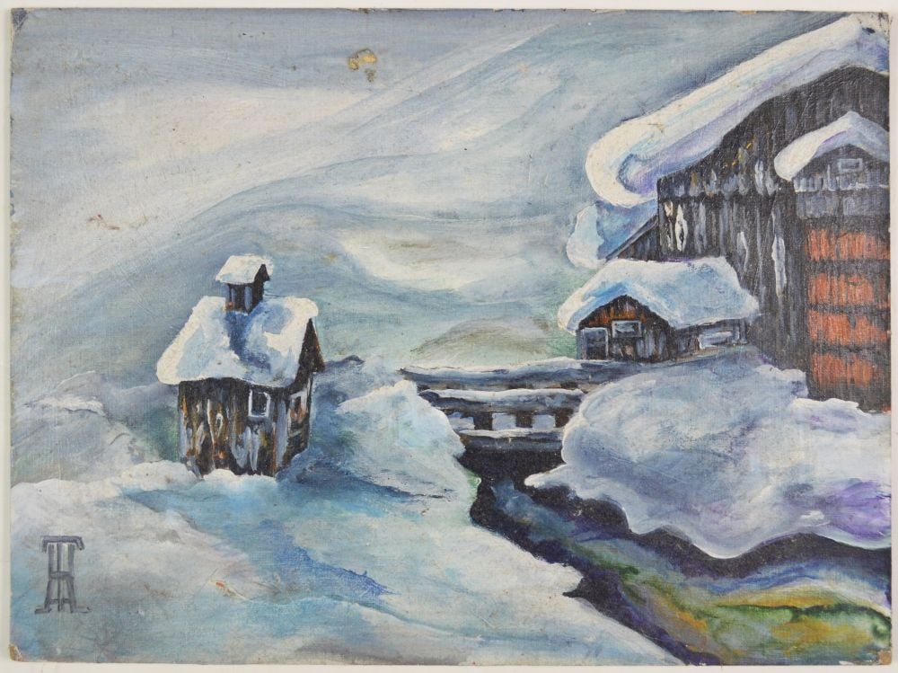 WINTER LANDSCAPE PAINTING SIGNED (1 of 4)