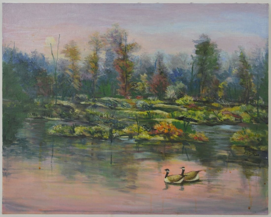 IMPRESSIONIST LANDSCAPE PAINTING SIGNED (1 of 4)