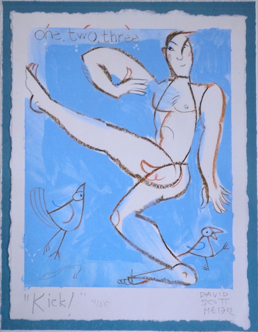 DAVID SCOTT MEIER PRINT: David Scott Meier, American 20th century, serigraph, "KICK!", signed, 4/25 Measures: H 12" x W 9"